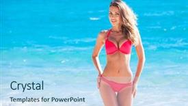  Presentation with sexy - Colorful PPT theme enhanced with young woman in sexy bikini backdrop and a sky blue colored foreground