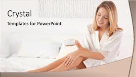  Presentation with silk - Audience pleasing slides consisting of young woman in silk robe backdrop and a sky blue colored foreground