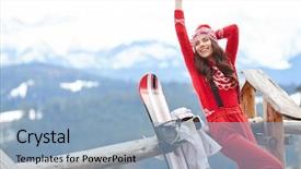  Presentation with people grief and mourning concept - PPT theme with young woman in ski coth background and a light blue colored foreground