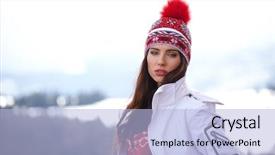  Presentation with woman sport - Presentation with young woman in ski coth background and a  colored foreground