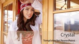  Presentation with woman sport - Amazing theme having young woman in ski coth backdrop and a  colored foreground