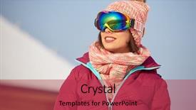  Presentation with woman sport - Slides enhanced with young woman in ski coth background and a red colored foreground