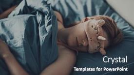  Presentation with sleep - Presentation theme with young-woman-in-sleep-mask background and a tawny brown colored foreground