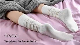  Presentation with socks - Audience pleasing slide deck consisting of young woman in socks lying backdrop and a coral colored foreground