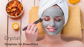  Presentation with spa concept - Theme featuring young woman in spa health concept background and a coral colored foreground