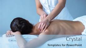  Presentation with skin care - Presentation theme consisting of young-woman-in-spa-traditional background and a light blue colored foreground