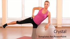  Presentation with sportswear - PPT theme having young-woman-in-sportswear-doing background and a coral colored foreground