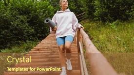  Presentation with going green - PPT theme consisting of young-woman-in-sportswear-holding background and a red colored foreground