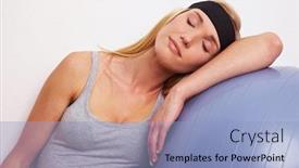  Presentation with gym ball - Colorful slides enhanced with young woman in sportswear leaning on gym ball backdrop and a light blue colored foreground