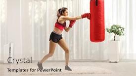  Presentation with sportswear - PPT layouts with young-woman-in-sportswear-practicing background and a soft green colored foreground