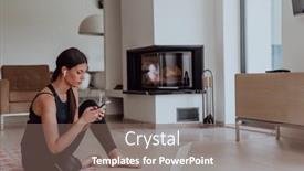  Presentation with corona virus - Slides enhanced with young-woman-in-sportswear-using background and a violet colored foreground