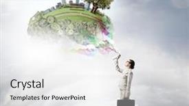  Presentation with aerosol - Audience pleasing PPT theme consisting of young woman in suit and glasses using aerosol backdrop and a white colored foreground