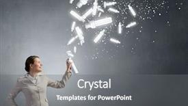  Presentation with aerosol - Slide set consisting of young woman in suit and glasses using aerosol background and a gray colored foreground