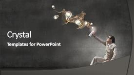  Presentation with aerosol - Amazing slide set having young woman in suit and glasses using aerosol backdrop and a dark gray colored foreground