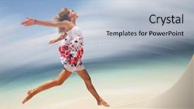  Presentation with summer - Slide deck consisting of sand motion blurred background background and a light blue colored foreground