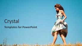  Presentation with sky day and night - Amazing slides having young woman in summer dress backdrop and a light blue colored foreground