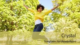  Presentation with race ethnicity - Beautiful theme featuring young woman in summer park backdrop and a yellow colored foreground