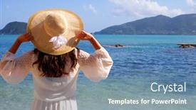  Presentation with summer - Audience pleasing presentation design consisting of young-woman-in-summer-white backdrop and a teal colored foreground