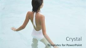  Presentation with swimming pool - Audience pleasing presentation consisting of young-woman-in-swimming-pool backdrop and a sky blue colored foreground