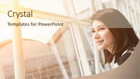  Presentation with wait - Beautiful slides featuring young woman in the airport backdrop and a  colored foreground