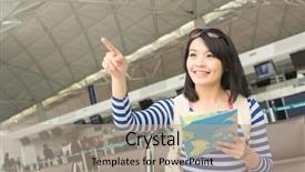  Presentation with wait - Presentation having young woman in the airport background and a coral colored foreground