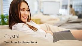  Presentation with lounge - Cool new slide set with young-woman-in-the-break backdrop and a lemonade colored foreground