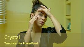  Presentation with checks - Presentation consisting of young-woman-in-the-home background and a tawny brown colored foreground