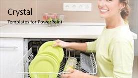  Presentation with kitchen - Amazing presentation having young woman in the kitchen backdrop and a lemonade colored foreground