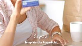  Presentation with ipad - Beautiful presentation theme featuring young-woman-in-the-kitchen backdrop and a coral colored foreground