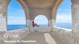  Presentation with pink - Audience pleasing theme consisting of young-woman-in-the-pink backdrop and a gray colored foreground