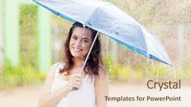  Presentation with rain - Presentation theme consisting of young woman in the rain background and a lemonade colored foreground