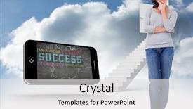  Presentation with open door - Presentation theme featuring steps leading to open door background and a light gray colored foreground