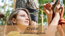  Presentation with garden - PPT layouts with young woman in tightrope garden background and a  colored foreground