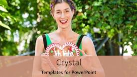  Presentation with oktoberfest - Cool new theme with young woman in traditional bavarian clothes or tracht with a gingerbread souvenir heart in beergarden on oktoberfest backdrop and a coral colored foreground