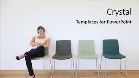  Presentation with waiting room - Cool new slide set with young woman in waiting room backdrop and a sky blue colored foreground