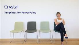  Presentation with waiting room - Amazing presentation design having young woman in waitting room backdrop and a sky blue colored foreground