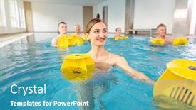  Presentation with class - Presentation design enhanced with hydrotherapy - young woman in water pool background and a teal colored foreground