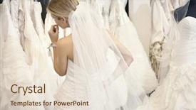  Presentation with boutique - Beautiful presentation featuring young woman in wedding dress backdrop and a lemonade colored foreground