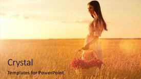  Presentation with wheat - Audience pleasing presentation theme consisting of young woman in wheat field backdrop and a gold colored foreground