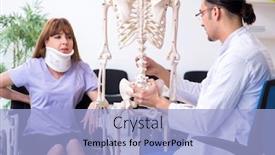  Presentation with wheel - Audience pleasing presentation consisting of young woman in wheel-chair visiting male doctor backdrop and a light blue colored foreground