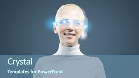  Presentation with media - Slide deck consisting of young-woman-in-white-against background and a teal colored foreground