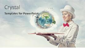  Presentation with cylinder - PPT layouts enhanced with young woman in white cylinder and red bowtie with book in hands elements of this image are furnished by nasa background and a light gray colored foreground