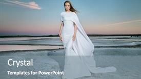  Presentation with white and black woman climbing ladders - Theme with young woman in white dress background and a gray colored foreground