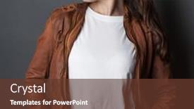  Presentation with brown leather - Beautiful PPT layouts featuring young-woman-in-white-t backdrop and a tawny brown colored foreground