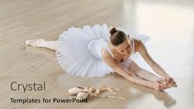  Presentation with alone - Presentation theme featuring young-woman-in-white-tights background and a coral colored foreground