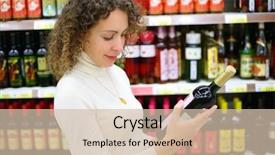  Presentation with wine - Amazing slides having young woman in wine shop backdrop and a soft green colored foreground