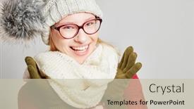 Presentation with winter - PPT layouts with young-woman-in-winter-clothes background and a soft green colored foreground