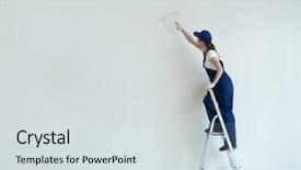  Presentation with wide - Slide set enhanced with workman - wide shot portrait of young background and a light gray colored foreground