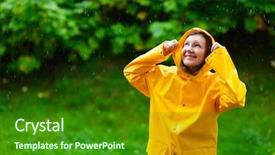  Presentation with woman in under wear - PPT layouts featuring young woman in yellow rain background and a forest green colored foreground