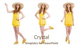  Presentation with white and yellow - PPT layouts featuring young woman in yellow summer background and a cream colored foreground